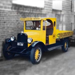The original Durst delivery truck used to deliver Vince Russell’s Peanut and Wholenut Butter Mills